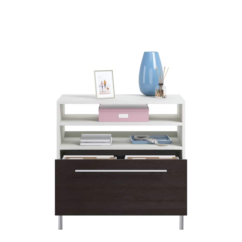 Wood Lateral File with Modern Design, White.