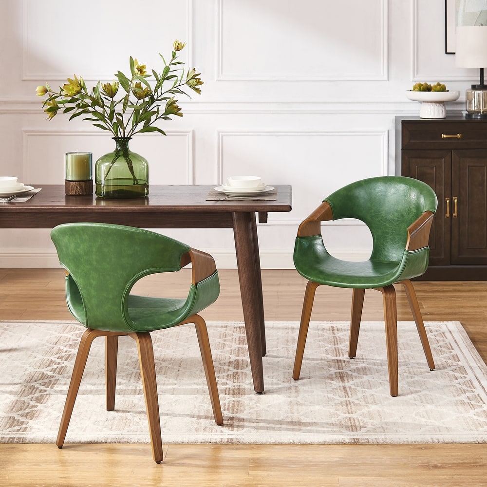 Art Leon Mid-century Modern Faux Leather Bentwood Dining Chair