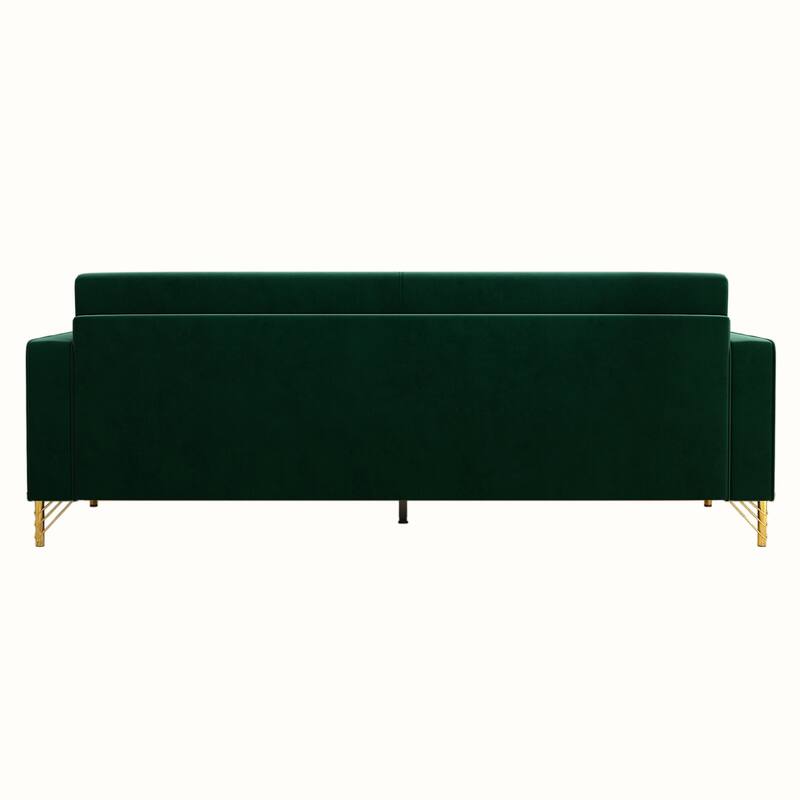 85.63" Velvet Sofa Couch with Cushions, Loveseat for Living Room, Square Armrest Upholstered Sofa with Metal Legs