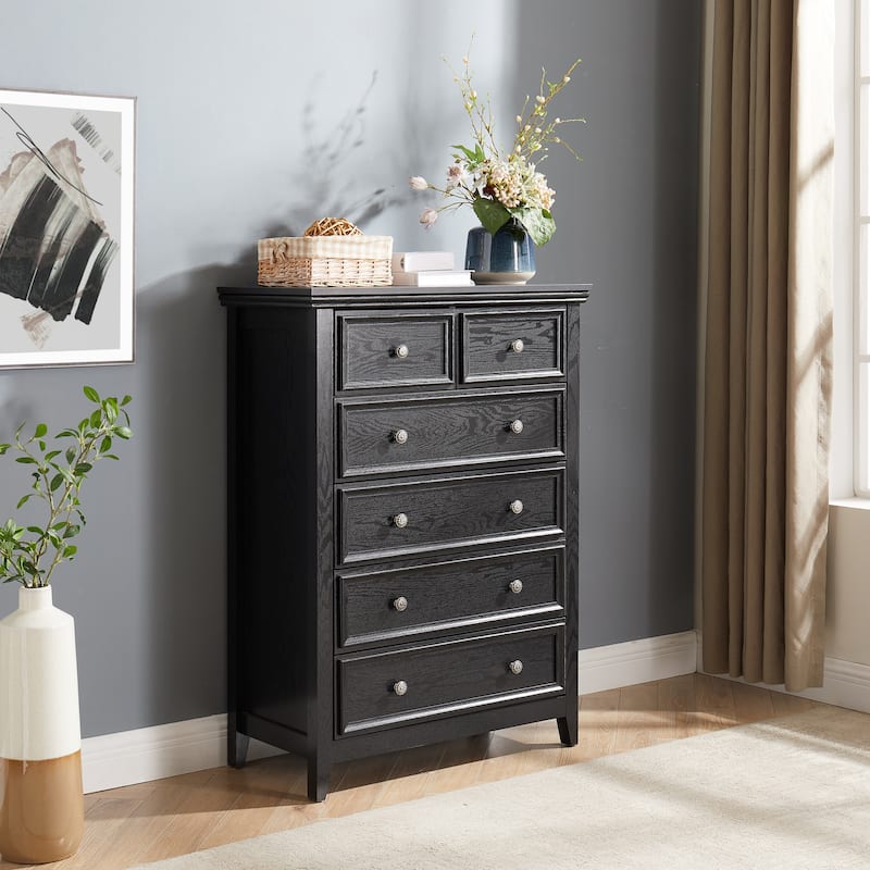 Wooden Modern 6-Drawer Dresser with Metal Handle
