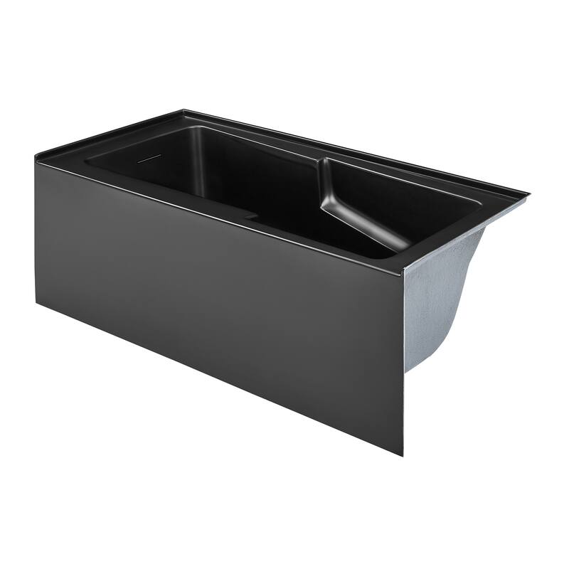 Voltaire 60 x 30 Left Drain Soaking Apron Bathtub in Black with Overflow, Drain
