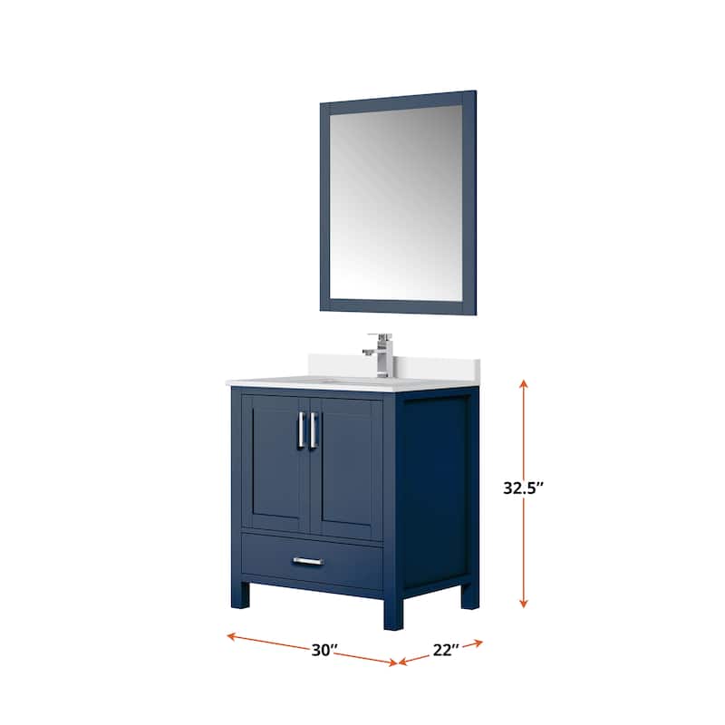 Jacques 30 in. W x 22 in. D White Bath Vanity, Cultured Marble Top, Faucet Set, and 28 in. Mirror