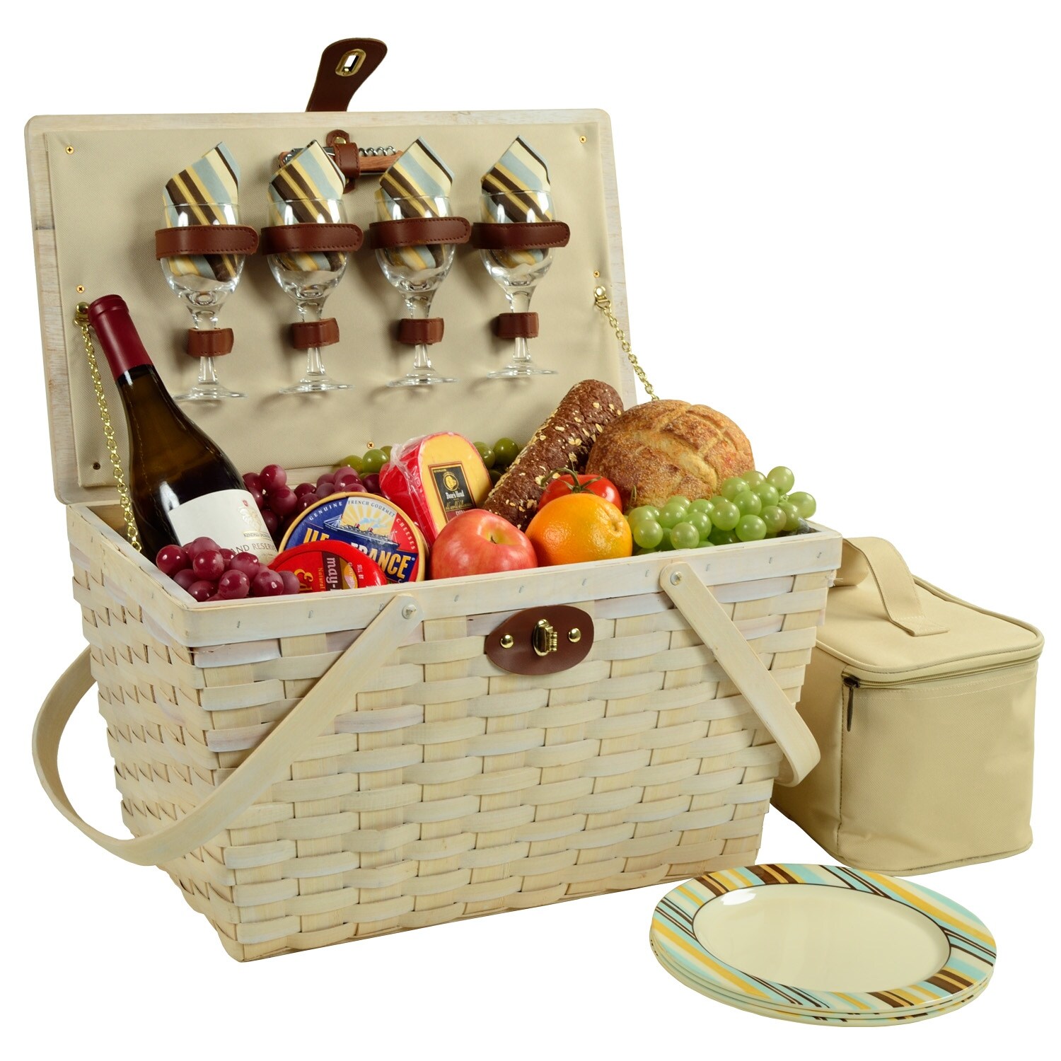 Traditional American Style Picnic Basket with Service for 4 Santa Cruz 