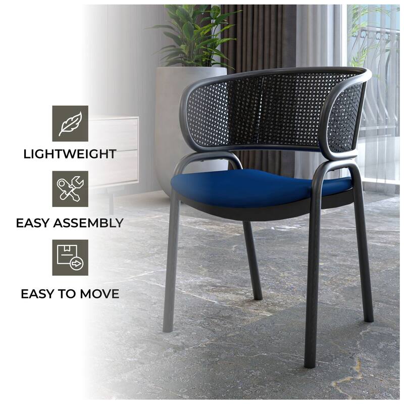 Ervilla Modern Upholstered Dining Chair with Cozy Armchair and Black Iron Legs for Dining Room Kitchen Patio