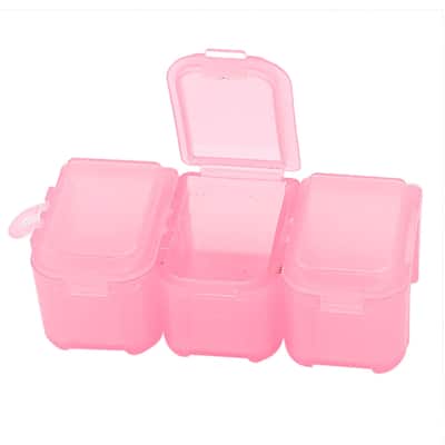 3 Compartments Travel Medicine Pill Box Holder Storage Case Clear Pink - Clear Pink - 2.8" x 1.45" x 0.94"(L*W*H)