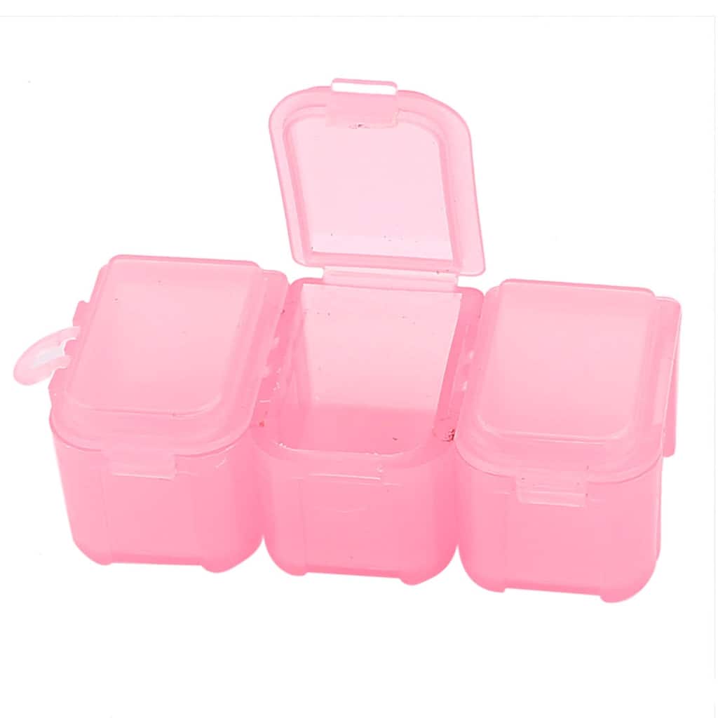 3 Compartments Travel Medicine Pill Box Holder Storage Case Clear Pink - Clear Pink - 2.8" x 1.45" x 0.94"(L*W*H)