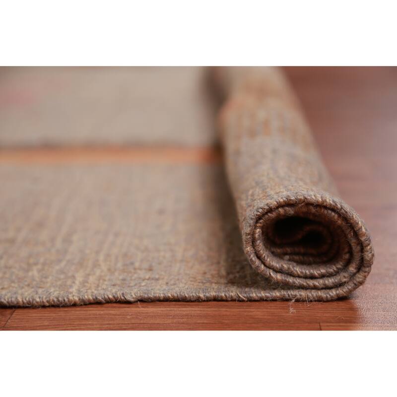 Hand Woven Oriental 100% Jute Carpet Southwestern Modern Brown Kilim Area Rug - 10' 4'' X 8' 2''