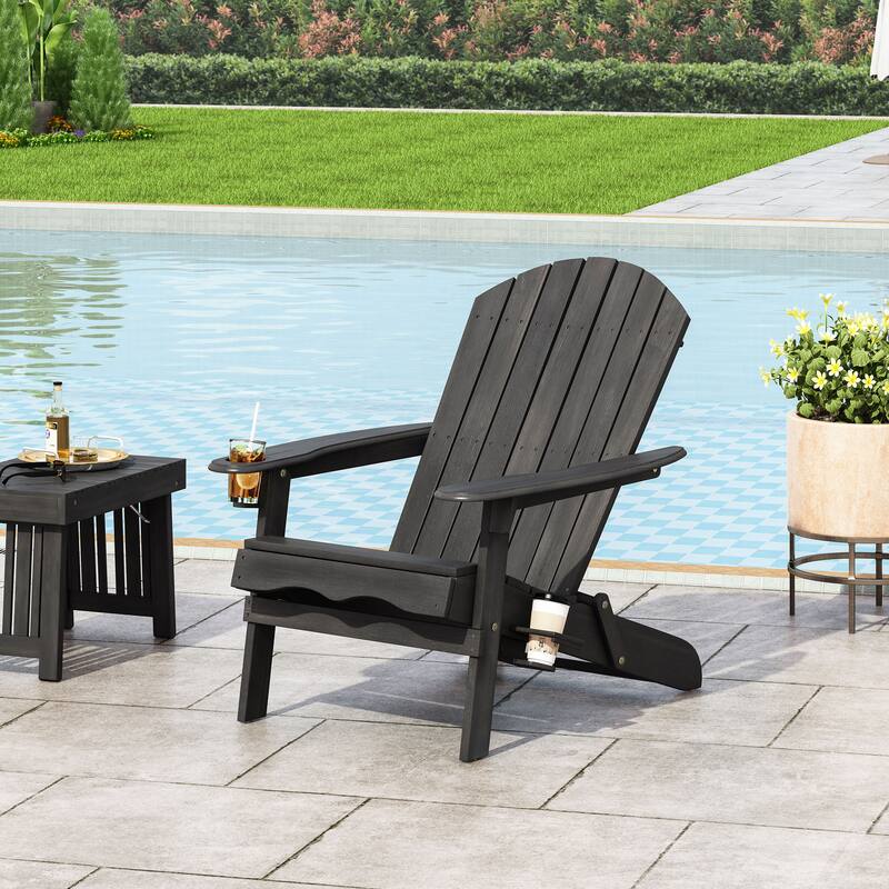BELLWOOD ADIRONDACK CHAIR with Durable Wooden Frame, Perfect for Indoor and Outdoor - Black