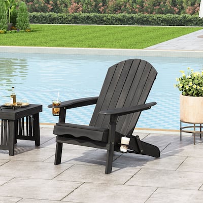 Roomfitters Adirondack Folding Patio Chair with Built-In Cup Holders, Weather-Resistant Outdoor Lounger