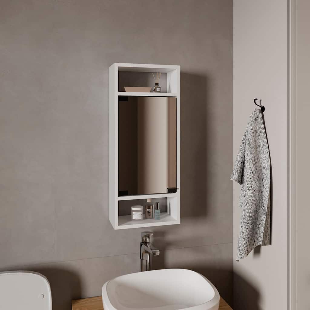 Wall-Mounted Mirror Medicine Cabinet With One Door And Interior Storage Shelves, White