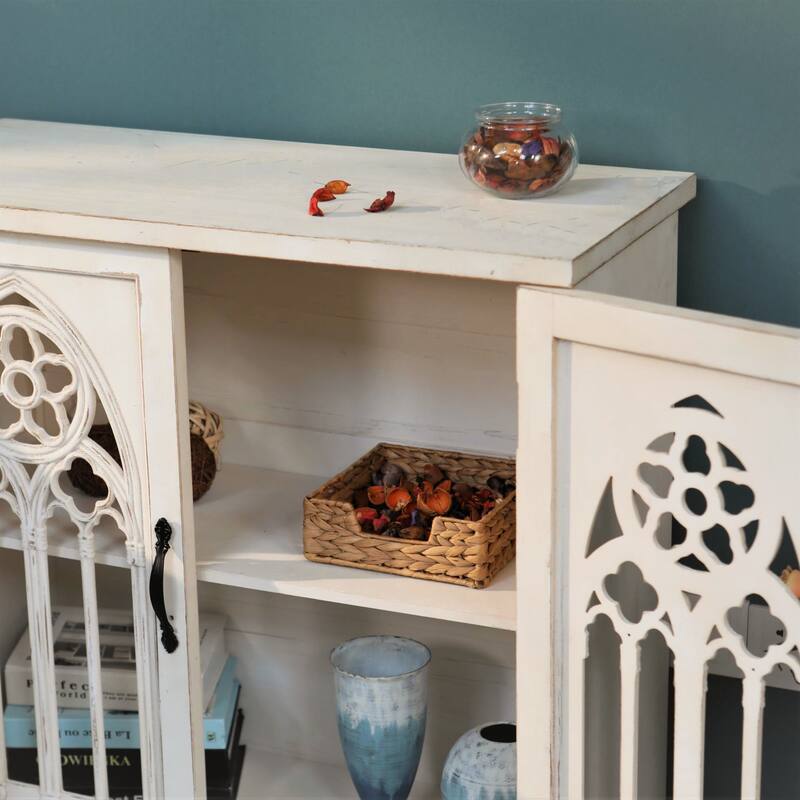 Accent Cabinet with 2 Doors, Distressed Storage Cabinet Display Cabinet