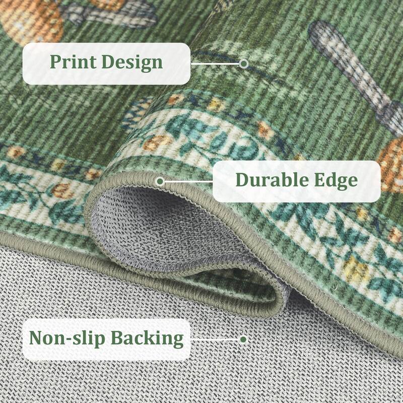 Area Rugs for Living Room Modern Insect Rug Mushroom Pattern Rug Soft Washable Non Slip Low Pile Rug