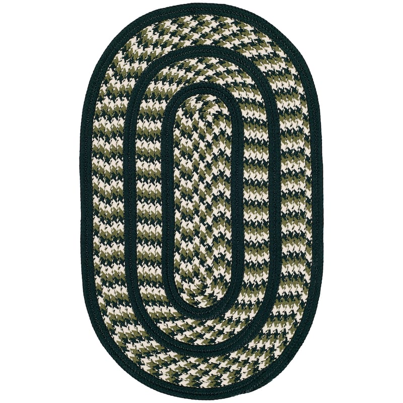 SAFAVIEH, Handmade Braided Jinela Country Rug - 2'6" x 4' Oval - Ivory/Dark Green