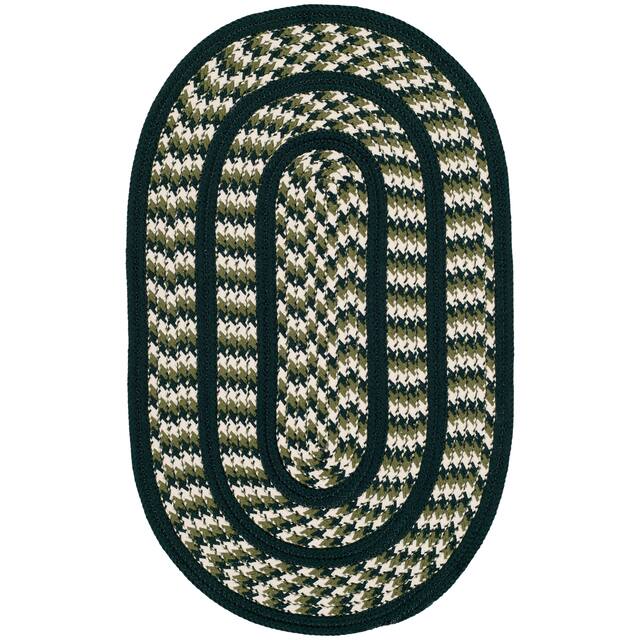SAFAVIEH Handmade Braided Levina Country Rug - 3' x 5' Oval - Ivory/Dark Green