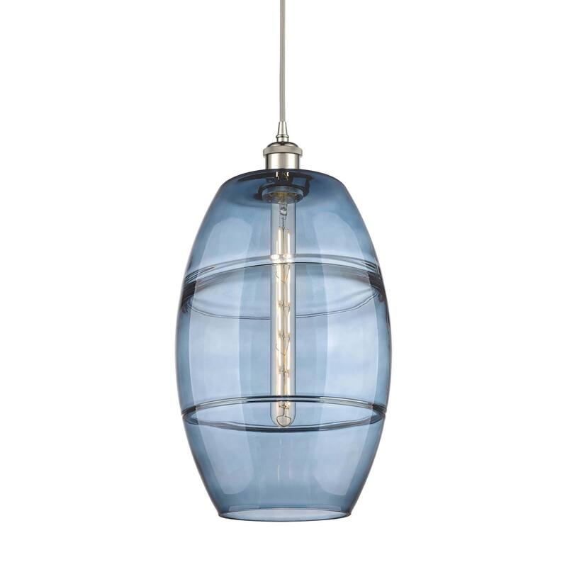 Innovations Lighting 516-1P-19-10 Vaz Pendant Vaz 10" Wide Mini - Polished Nickel / Princess Blue