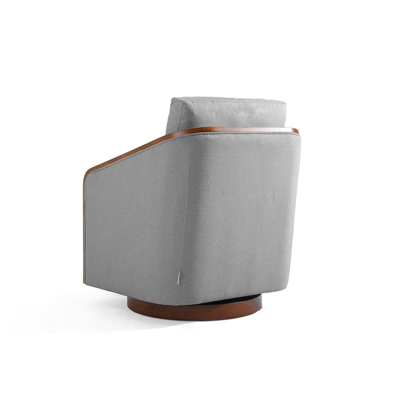Chenille Modern 360°Swivel Barrel Chair Wood Base (Set of 2)