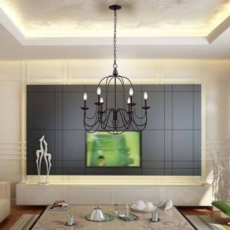 AA Warehousing Blakely 6 light chandelier in Matte Black