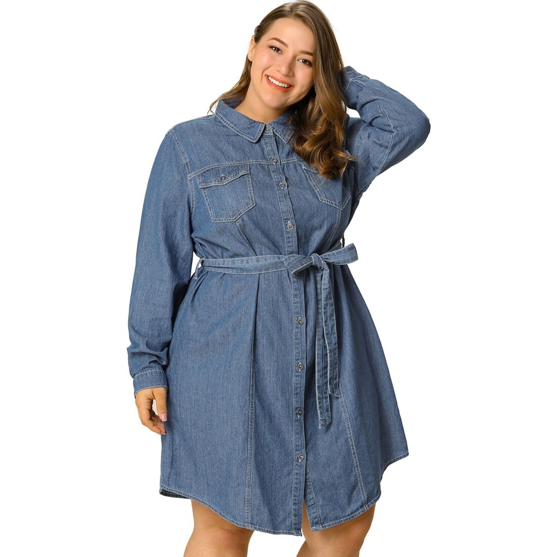 women's plus size blue jean dresses