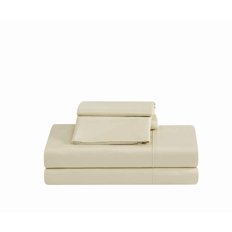 Borghese Roma 400TC Percale Cotton 4 Piece Sheet Set - Queen - Khaki