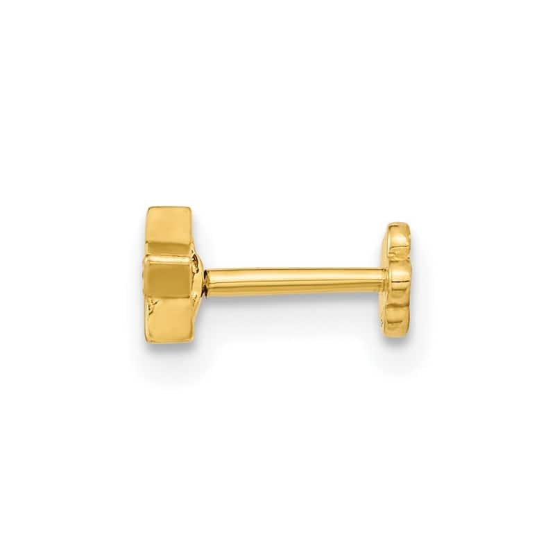 Curata 14k Yellow Gold 19g Internally Threaded Cubic Zirconia Star Labret Cartilage Stud (4.82x 9.17mm)