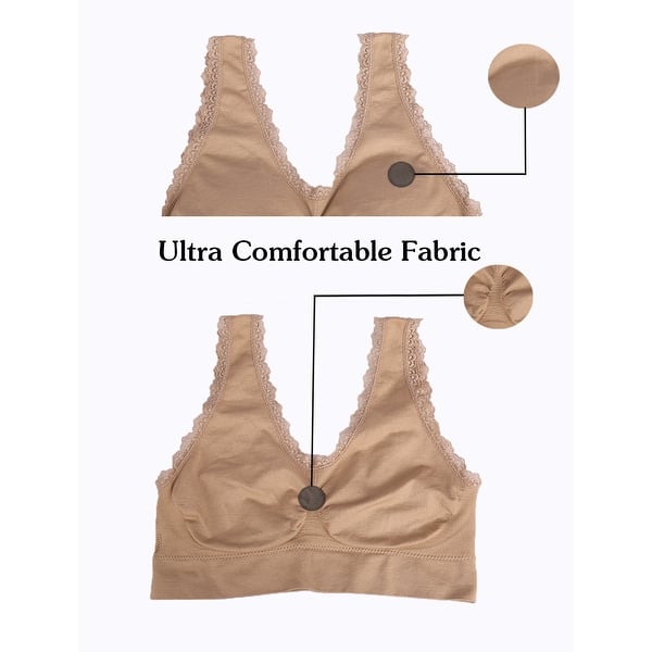 Shop Women Removeable Pads Wirefree Lace Decor Sleep Vest Tops Bra