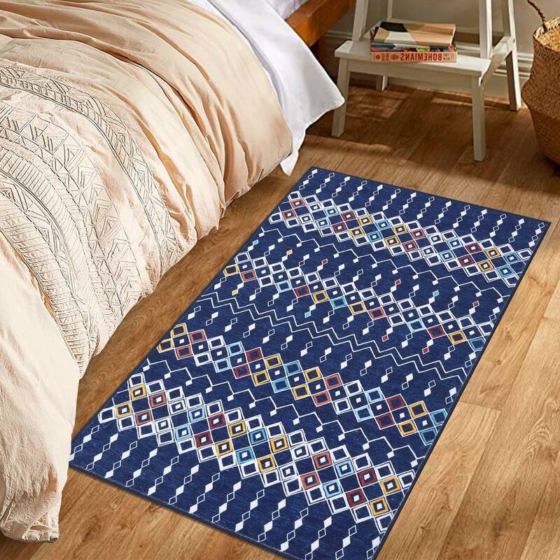Garvee Boho Area Rug Geometric Printed Faux Wool Soft Floor Cover