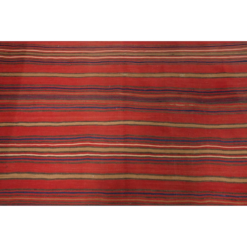 Hand Woven Oriental 100% Wool Carpet Southwestern Geometric Oranges & Rust Kilim Area Rug - 7' 9'' X 4' 9''