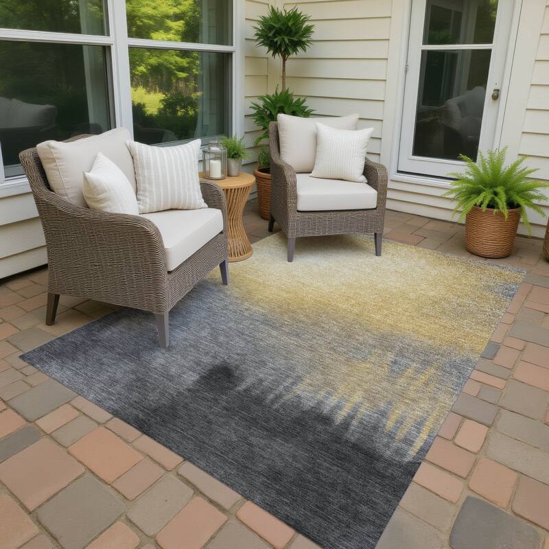 Machine Washable Indoor/ Outdoor Modern Dawn Chantille Rug - Granite - 10' x 14'