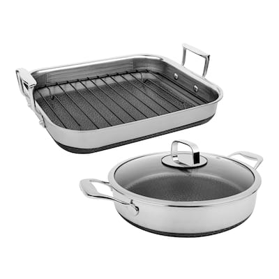 LIVWELL DiamondClad 4pc Hybrid Nonstick Roasting & Saute Pan Set