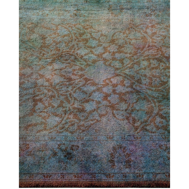 Overton Hand Knotted Wool Vintage Inspired Modern Contemporary Overdyed Gray Runner Rug - 2' 7" x 10' 3"