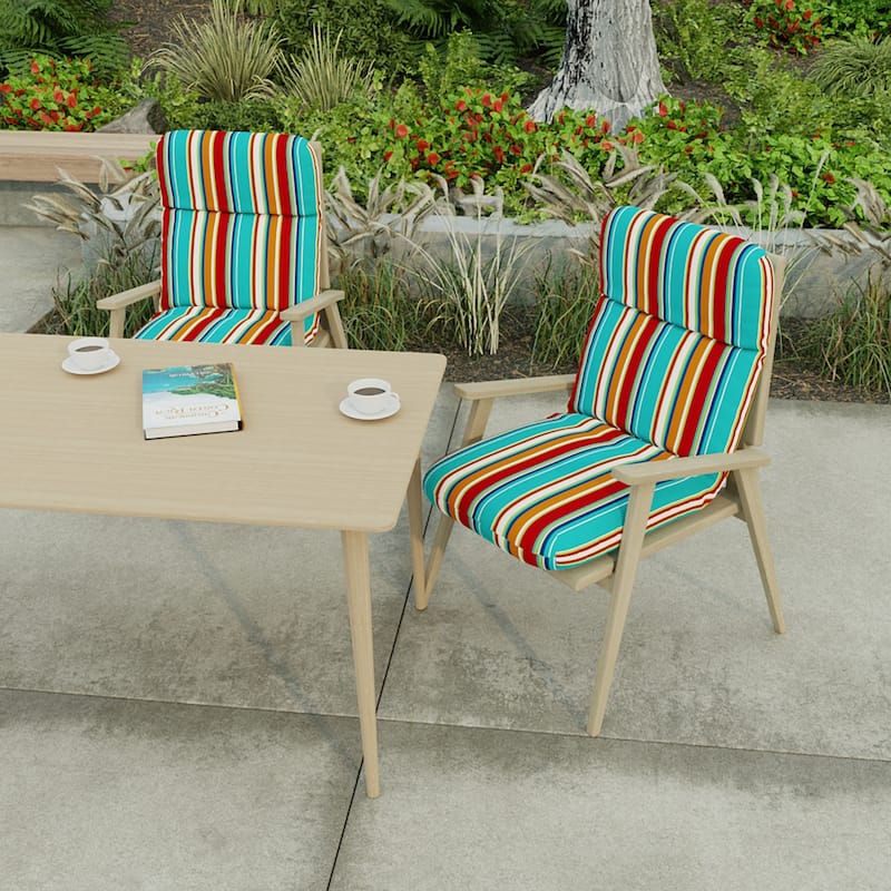 22" x 45" Outdoor Chair Cushion with Ties and Loop - 45'' L x 22'' W x 5'' H