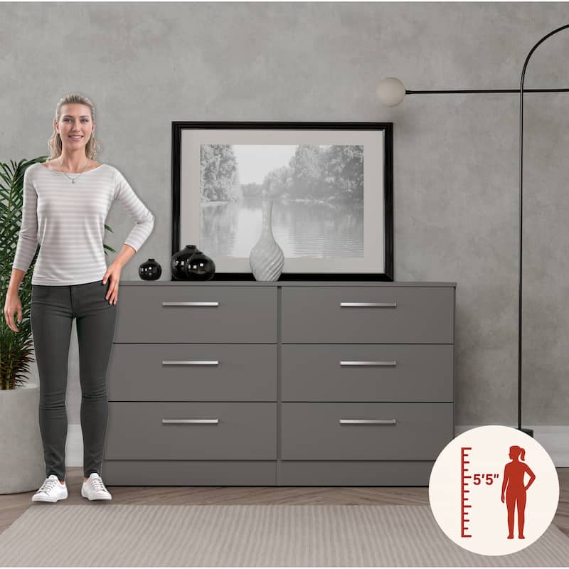 Kappesberg Sofia 50"W 6-Drawer Horizontal Dresser – Modern Bedroom Storage