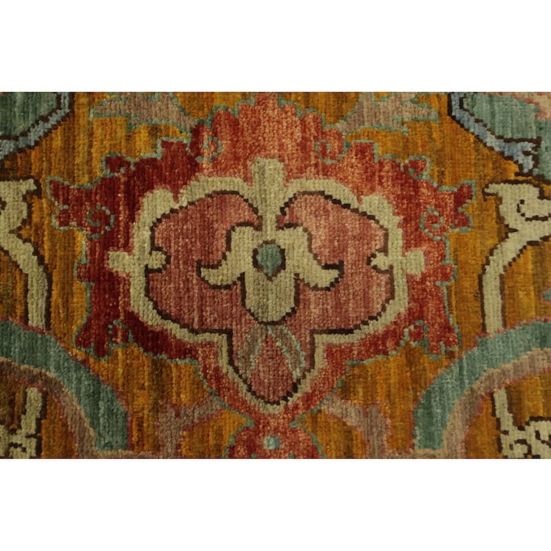Hand Knotted Oriental 100% Wool Carpet Traditional All-Over Oranges & Rust Ziegler Area Rug - 12' 1'' X 9' 3''