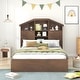 preview thumbnail 3 of 8, Full Size Platform Bed with 2 Drawers & Storage Headboard, House-Shaped Bedframe for Kids' Bedroom, No Spring Needed Required