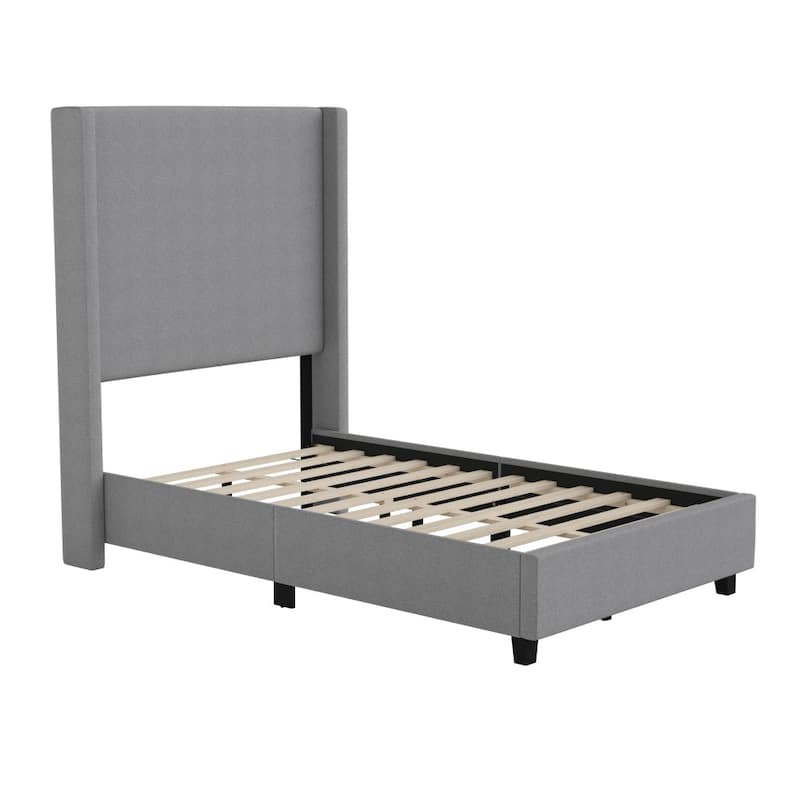 Upholstered Platform Bed with Channel Stitched Headboard