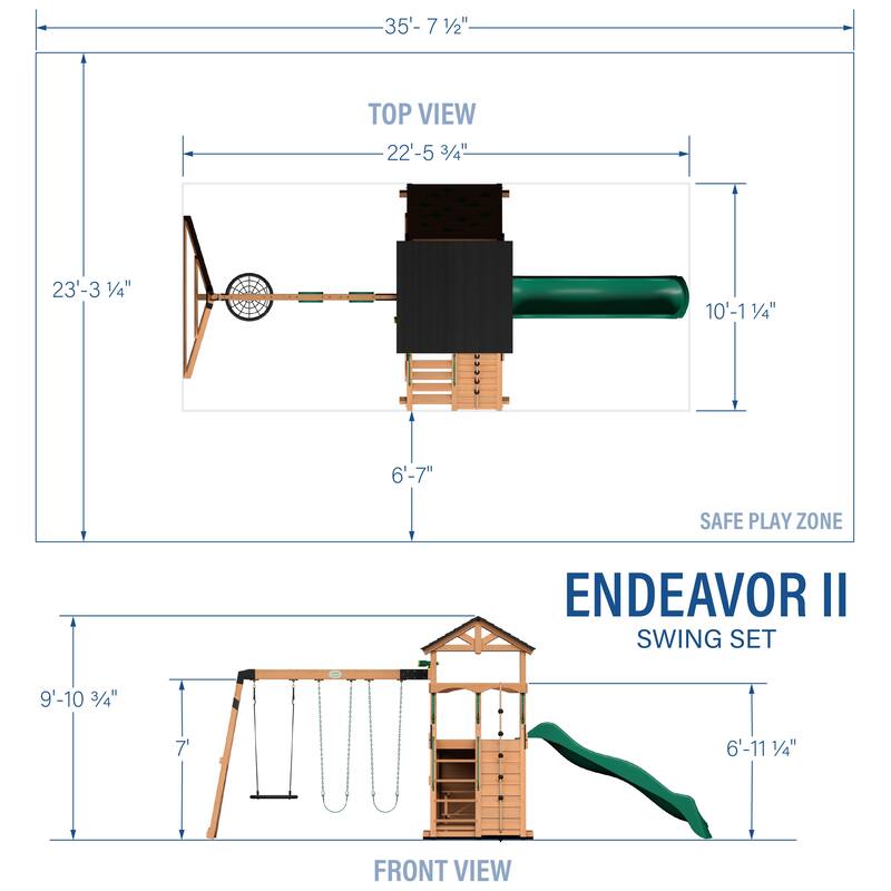 Backyard Discovery Endeavor II Cedar Wood Swing Set, Slide, Play Deck