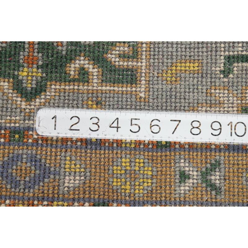 Hand Knotted Oriental 100% Wool Carpet Transitional Geometric Greys & Charcoal Khotan Area Rug - 4' 11'' X 3' 0''