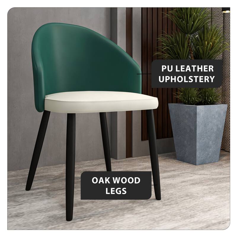 Upholstered Dining Chair in Leather/Fabric/Boucle with Wood Legs Set of 4 Paradiso Collection