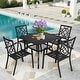 preview thumbnail 7 of 12, SUNCROWN Outdoor Patio 5/7 Piece Steel Dining Sets Metal Slatted Table and Stackable Chairs Powder Coated Frame