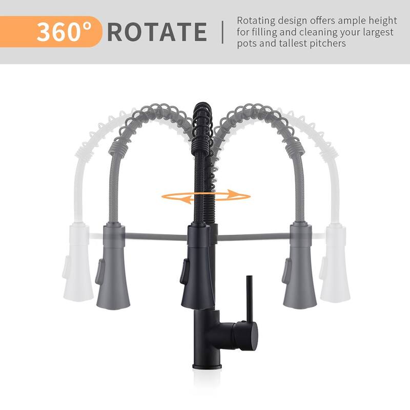 BATHLET Single Handle Kitchen Sink Faucet with 2-Function Pull Out Sprayer