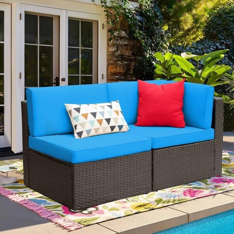 Furniwell 2-piece Outdoor Sectional Sofa Patio Conversation Set for Small Area