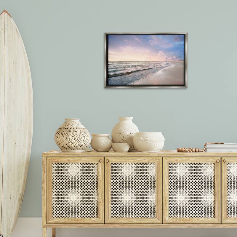 Stupell Receding Beach Shore Framed Floater Canvas Wall Art Design By Natalie Carpentieri