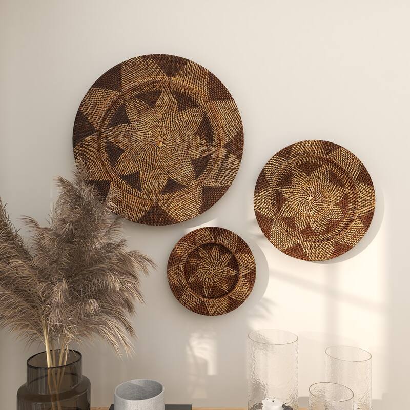 Light Brown Palm Tree Traditional Wall Decor Abstract (Set of 3)