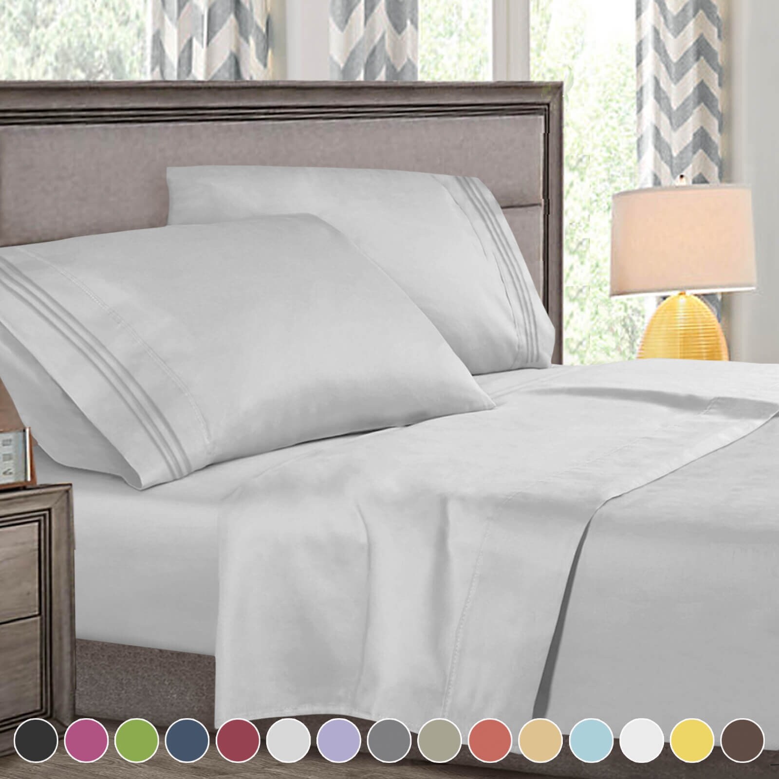 4 Pcs Deluxe Deep Pocket Bed Sheet Set in Queen Size-image