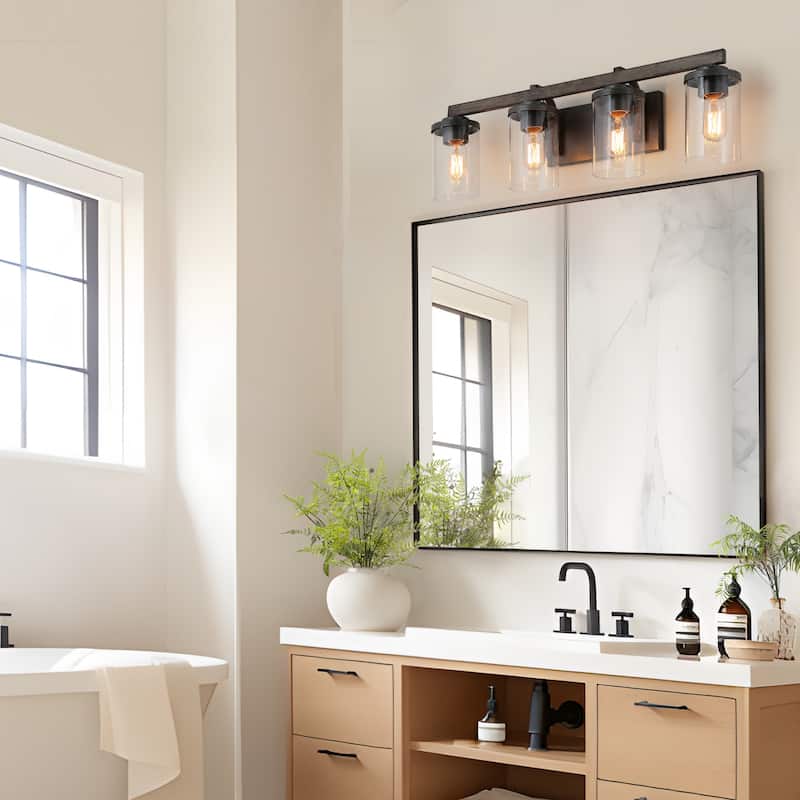 Fora Modern Farmhouse 3/4-Light Bathroom Vanity Lights Glass Wall Sconces