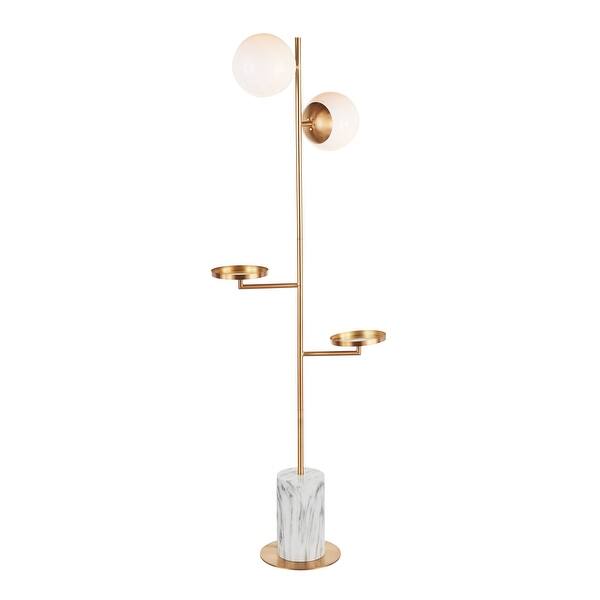 Silver Orchid Butler Floor Lamp With Tray Tables In Gold Metal White Marble On Sale Overstock 31696890