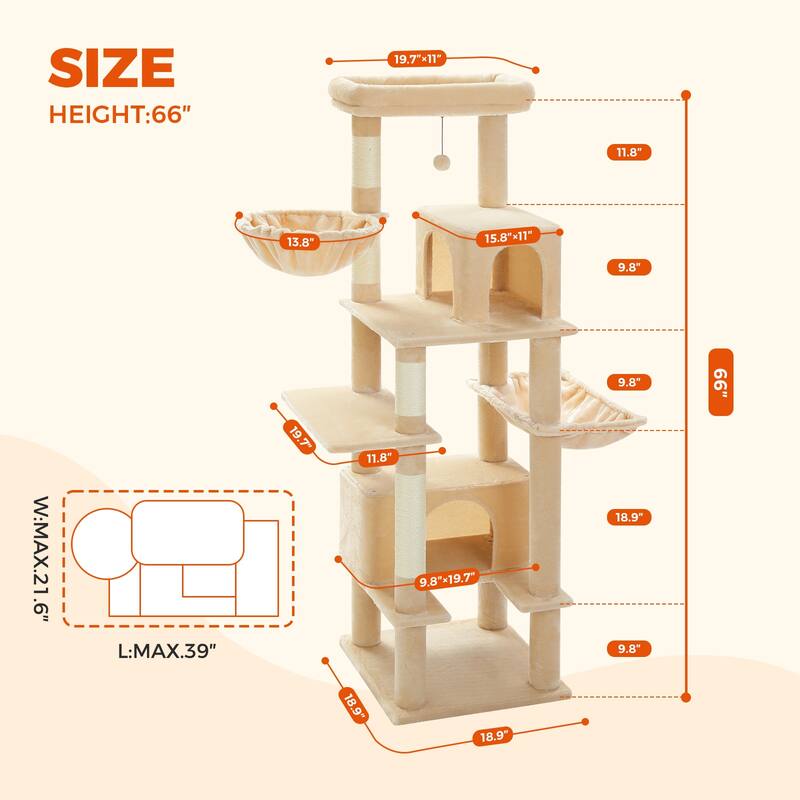 Indoor Cat Tower with Metal Hammock