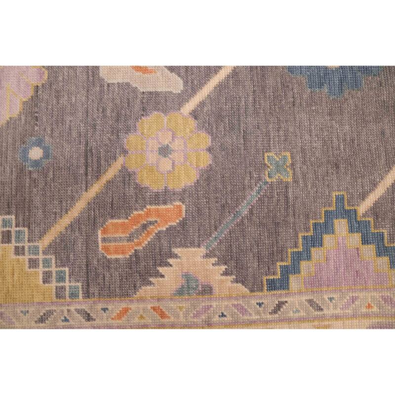 ECARPETGALLERY Hand-knotted Modern Oushak Dark Grey Wool Rug - 8'0 x 9'9