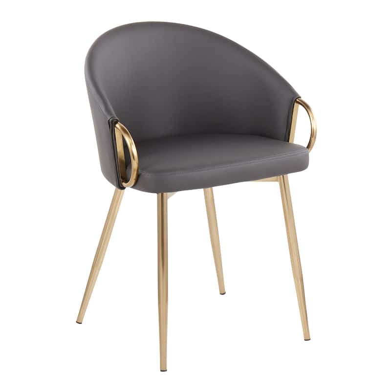 Silver Orchid Battista Glam Gold Upholstered Chair - N/A - Grey Faux Leather