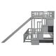 preview thumbnail 38 of 38, Twin Over Full Size Floor Bunk Bed with Slide and Safety Guardrails, Wooden Bunk Bedframe with Storage Staircase and Fence